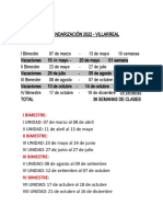 Calendarización 2022