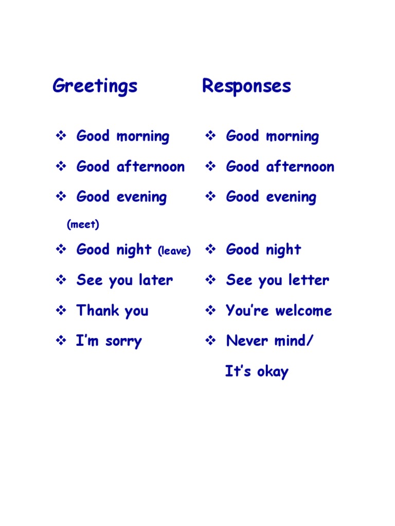 Greetings | PDF | Language Arts & Discipline | Foreign Language Studies