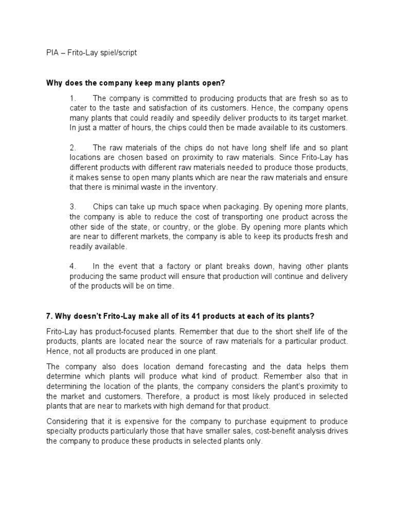 Report Frito Lay - My Script | PDF
