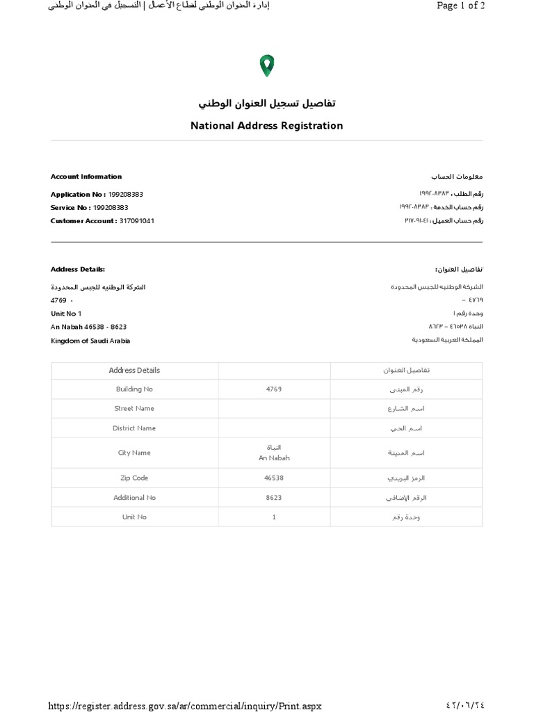AL WATANIA National Address PDF