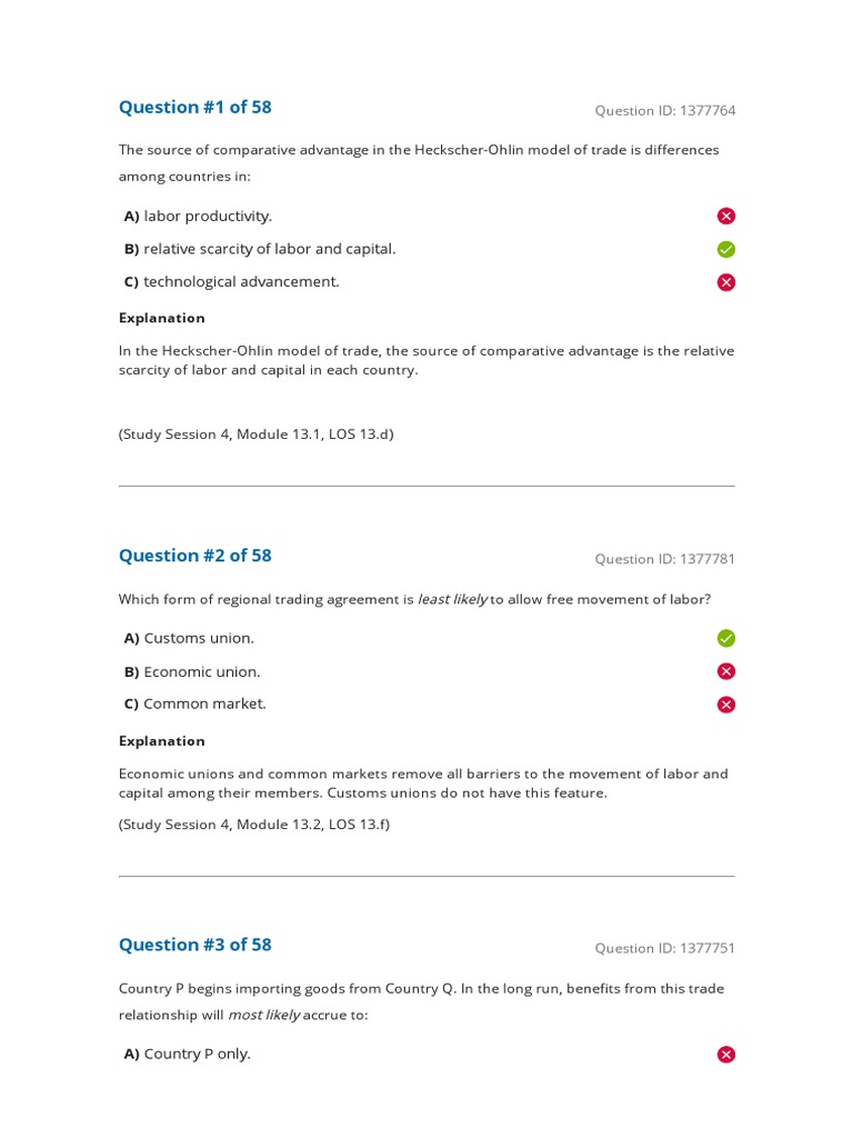 Reading 13 International Trade and Capital Flows - Answers | PDF ...