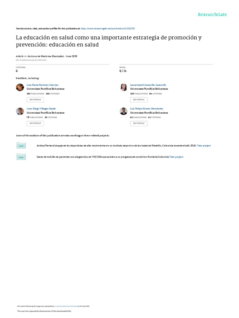 La Educación en Salud Como Una Importante Estrategia de Promoción y ...