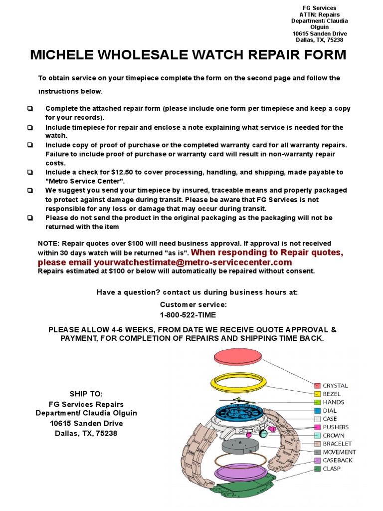 Michele Repair Form | PDF | Service Industries