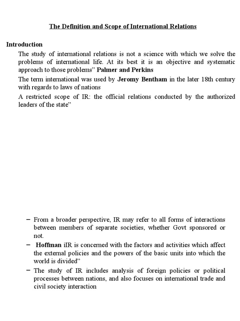 Scope of International Relations Explained | PDF | Sovereign State ...