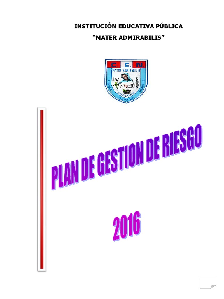 Plan De Gestion De Riesgo Pdf Defensa Civil Valores