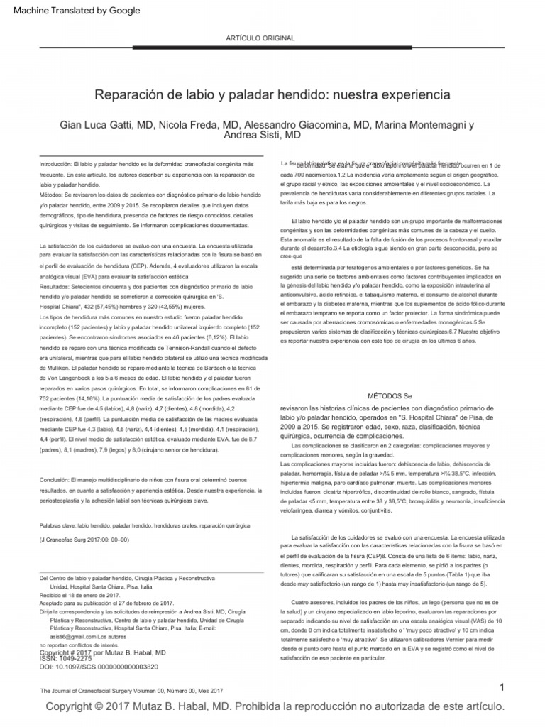 Cleft Lip and Palate Repair Esp | PDF | Anatomía humana ...