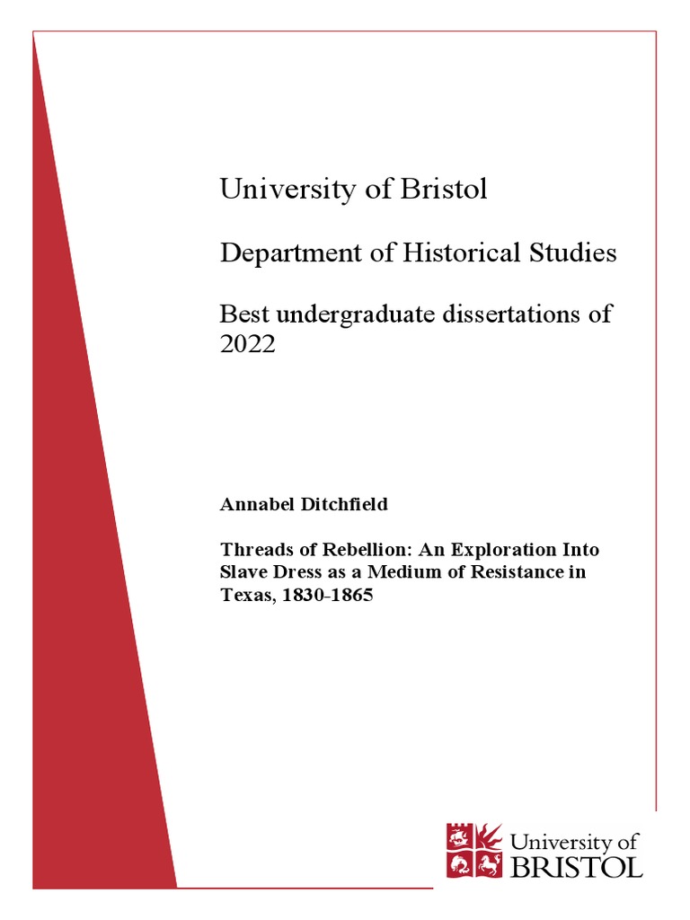 Best undergraduate dissertations of ditchfield 2022 pdf slavery