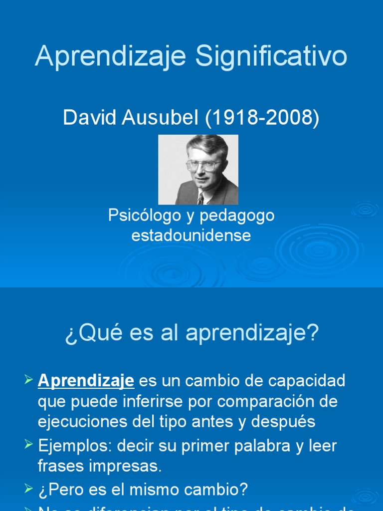 Aprendizaje Significativo | PDF | Aprendizaje | Ciencia cognitiva