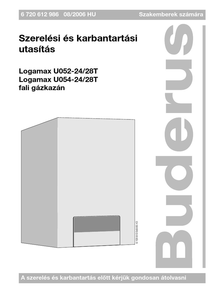 Buderus U052 U054 24T 28T Szerelesi Utasitas | PDF
