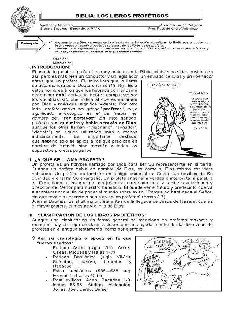 Los Libros Profeticos 2do Grado Pdf Profeta Profecía