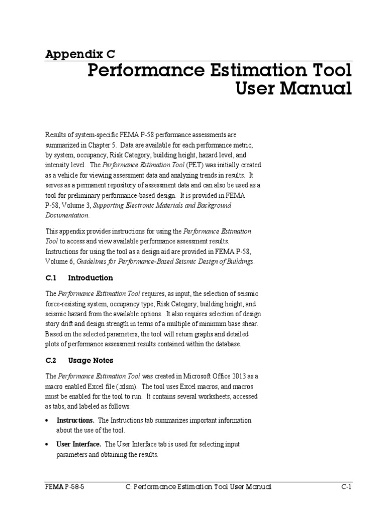 FEMA P-58 Performance Estimation Tool Guide | PDF | Microsoft Excel ...
