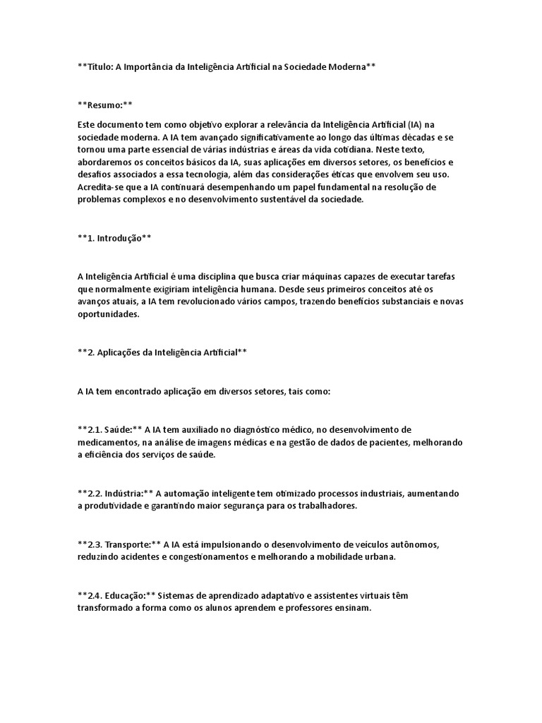 Impactos Éticos da IA na Sociedade Moderna | PDF | Inteligência ...