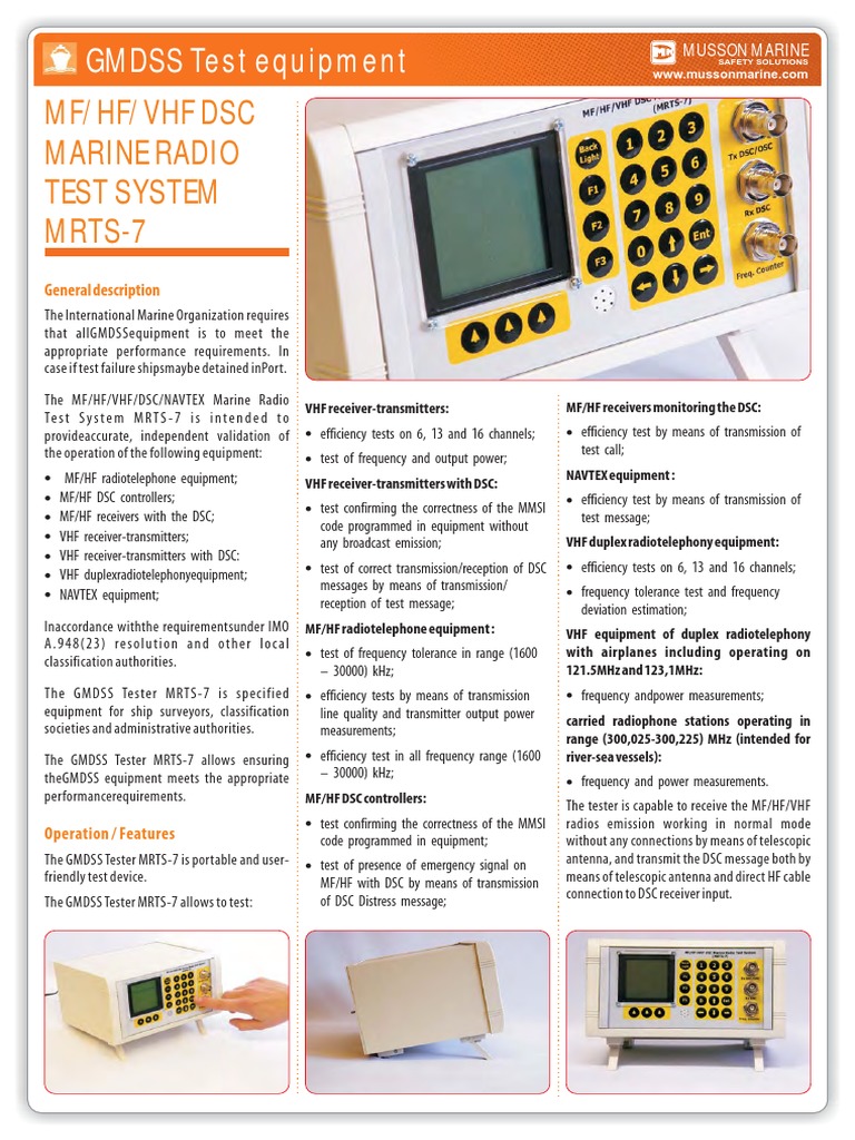GMDSS Tester for Marine Surveyors | PDF | High Frequency | Electronics
