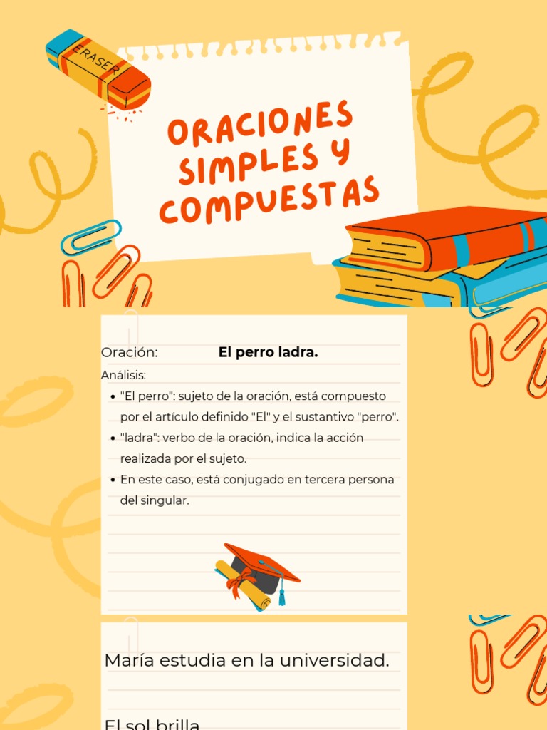 Ejemplos de oraciones simples y compuestas | PDF | Artes del Lenguaje y ...