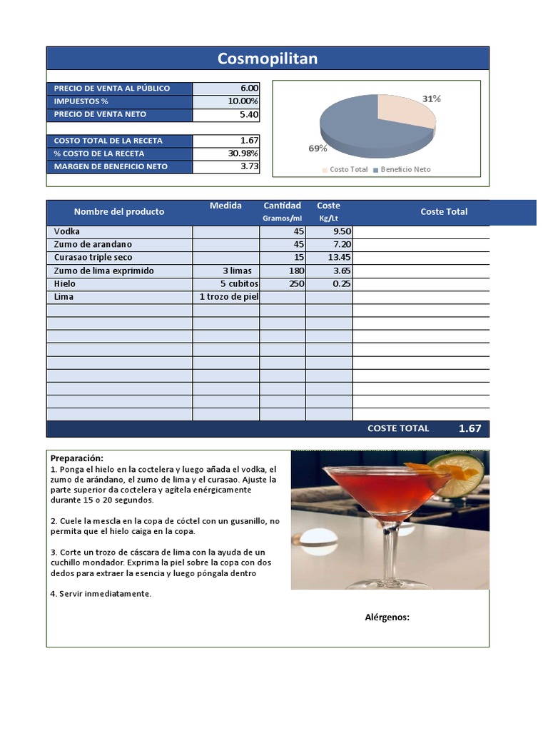 Calculadora de Costo de Bebidas | PDF