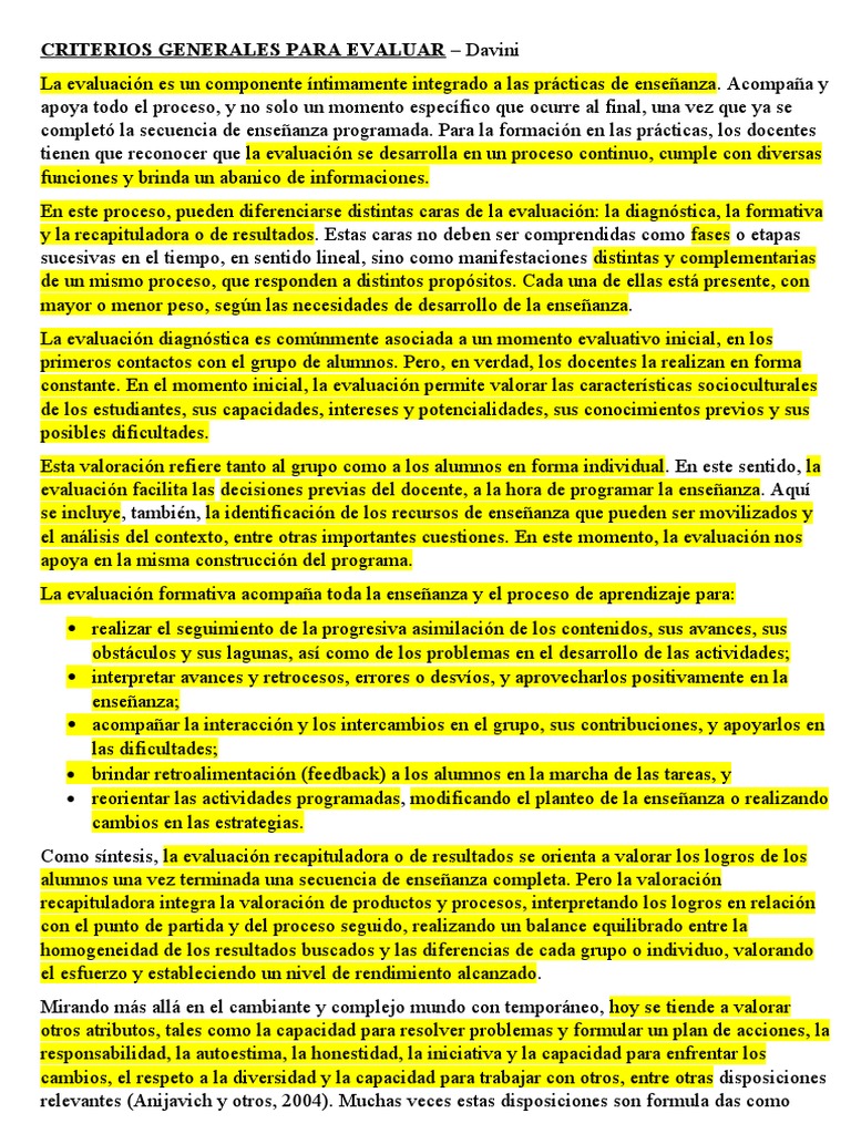 Criterios para Evaluar en Educación | PDF | Evaluación | Enseñando