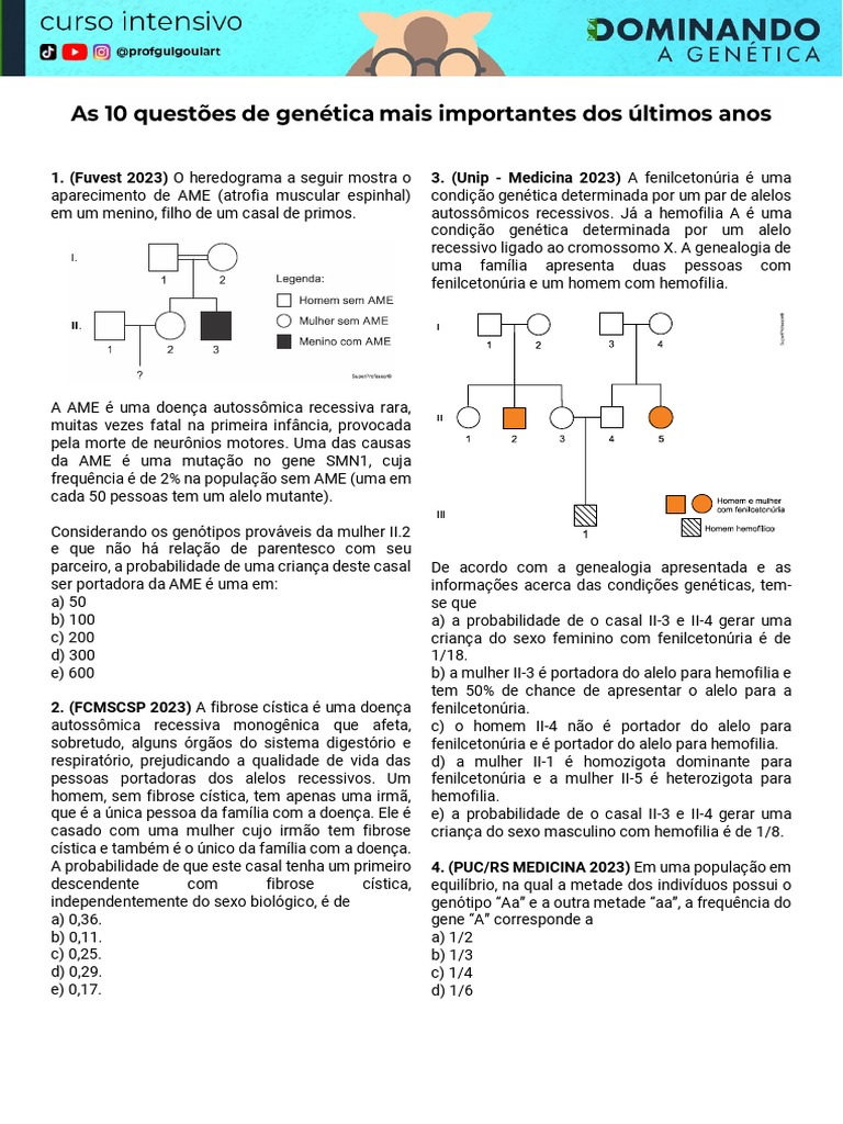 As_10_questões_de_genética_mais_importantes_dos_últimos_anos | PDF ...
