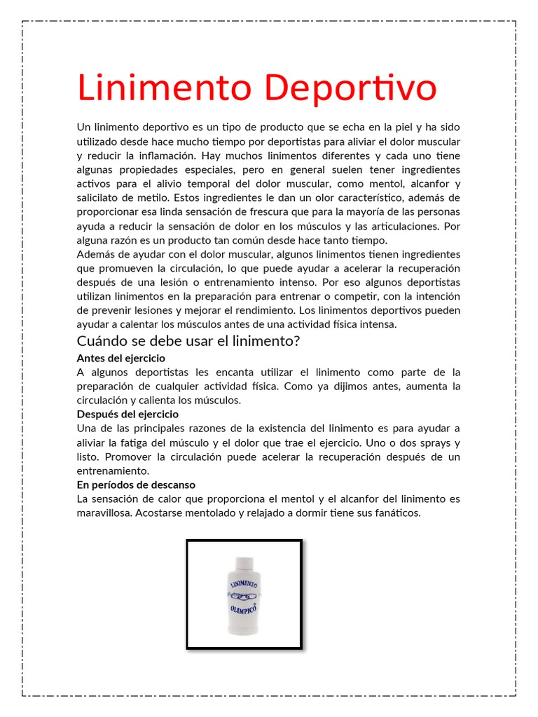 Beneficios del Linimento Deportivo | PDF | Relaciones personales ...