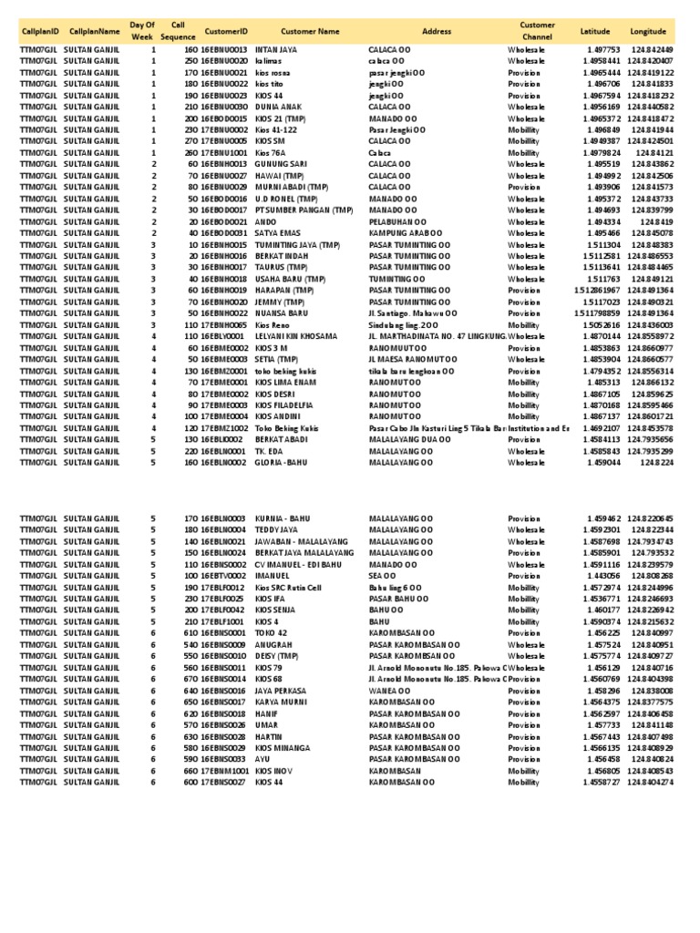 Customer Call Plan Data Overview | PDF