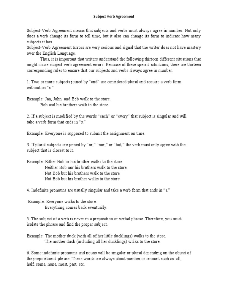 Subject Verb Agreement | PDF | Wellness