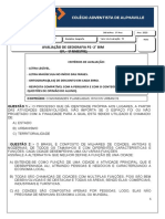 Avaliação de GEOGRAFIA - P2 - 2 º BIM ADAPTADA COM ALTERNATIVAS