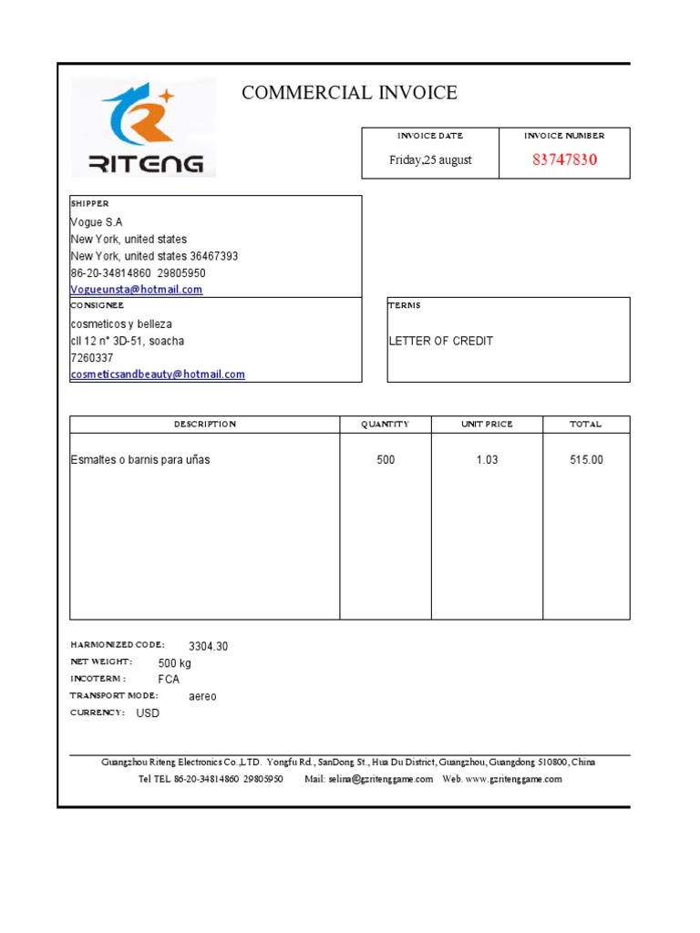 Commercial Invoice | PDF