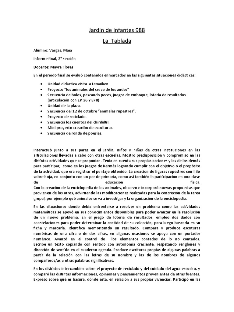 Jardín de Infantes 981 | PDF | Educación de la primera infancia