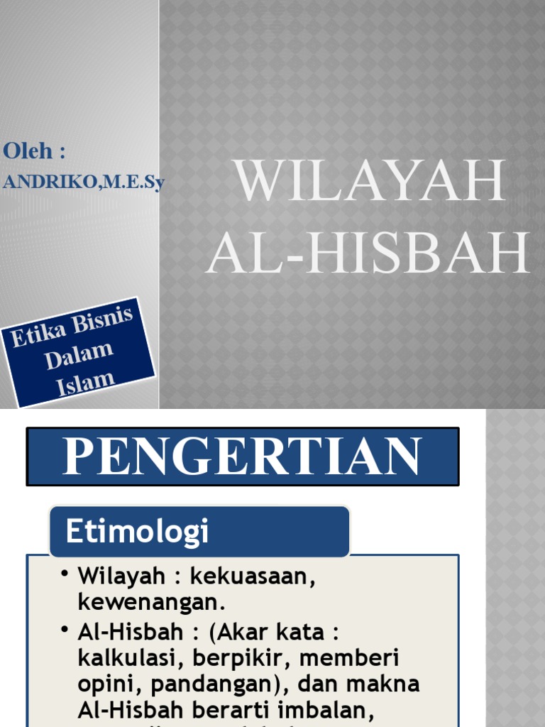 Wewenang Al-Hisbah dalam Etika Bisnis | PDF
