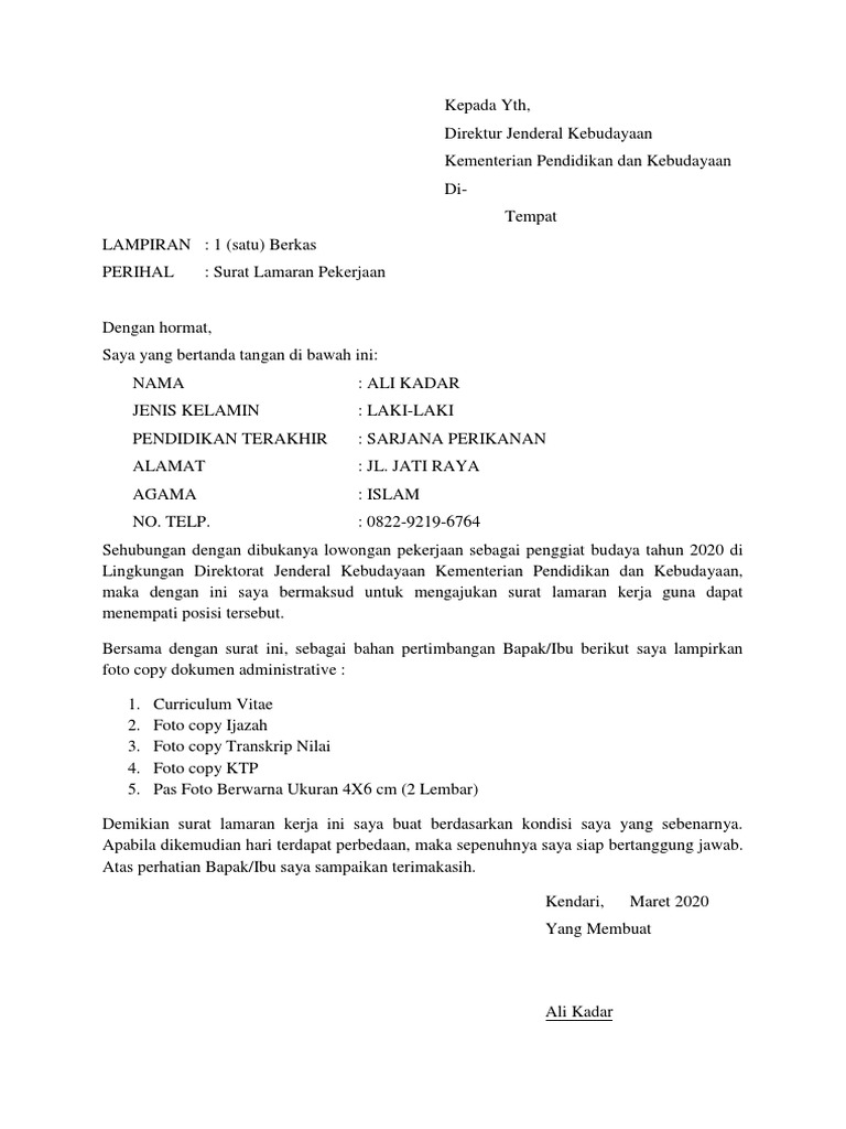 Surat lamaran kemendikbud 2020 pdf