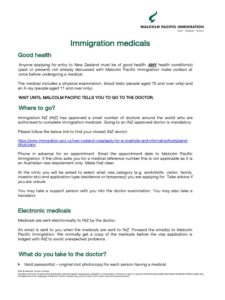 Document Checklist Medical Guide PDF Travel Visa Government