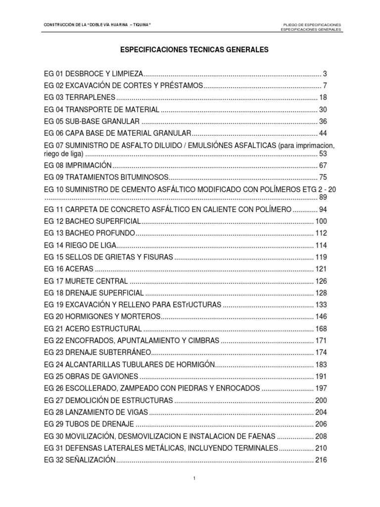9 especificaciones tecnicas generales ejemplo pdf la carretera agua