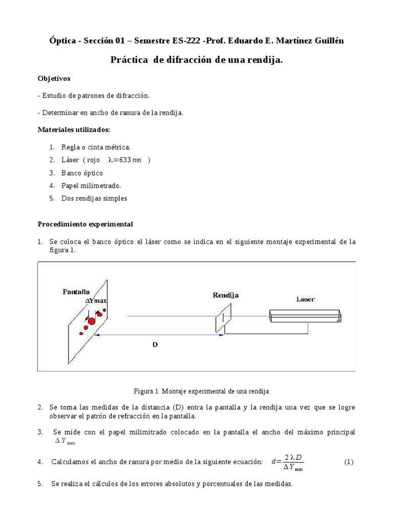 Practica Difracción Rendija | PDF