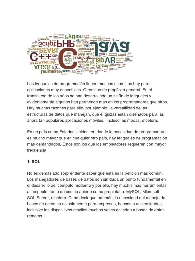 Los Lenguajes de Programacion | PDF | Php | Lenguaje de programación