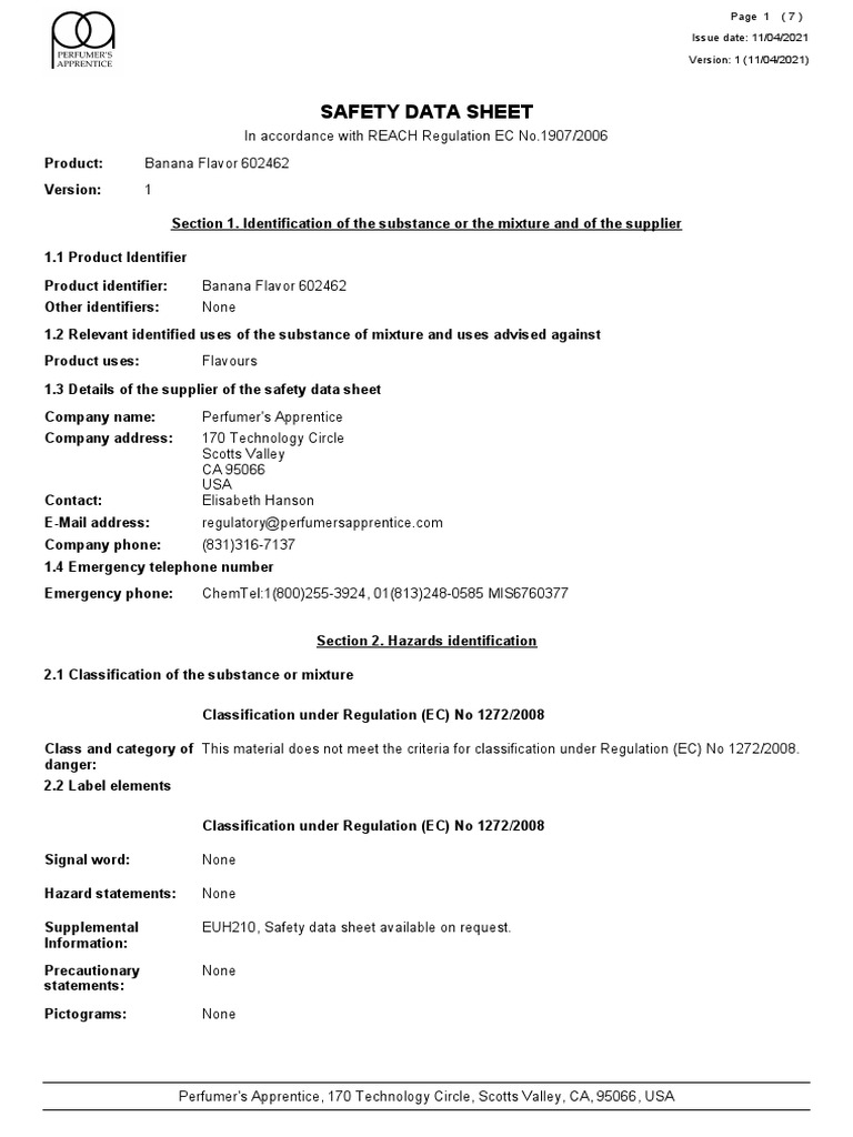 Banana Flavour PDF Toxicity Hazards