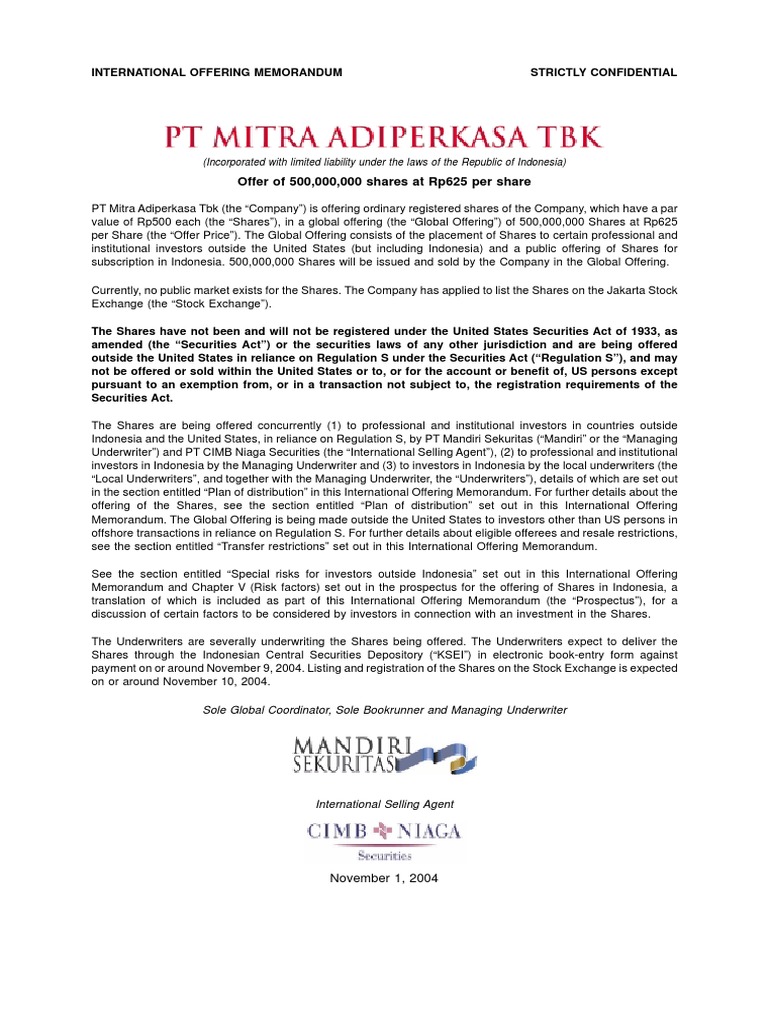 Propectus MAP IPO - Final Part 1 | PDF | Stocks | Indonesian Rupiah