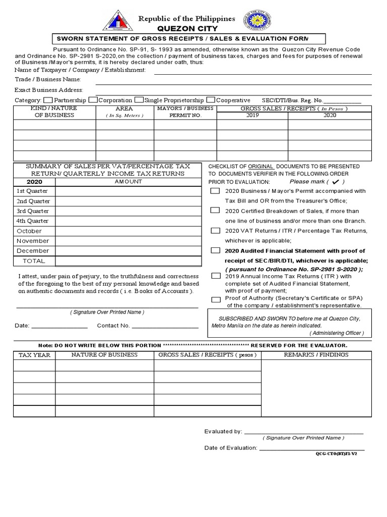 Quezon City Tax Declaration Form 2020 | PDF