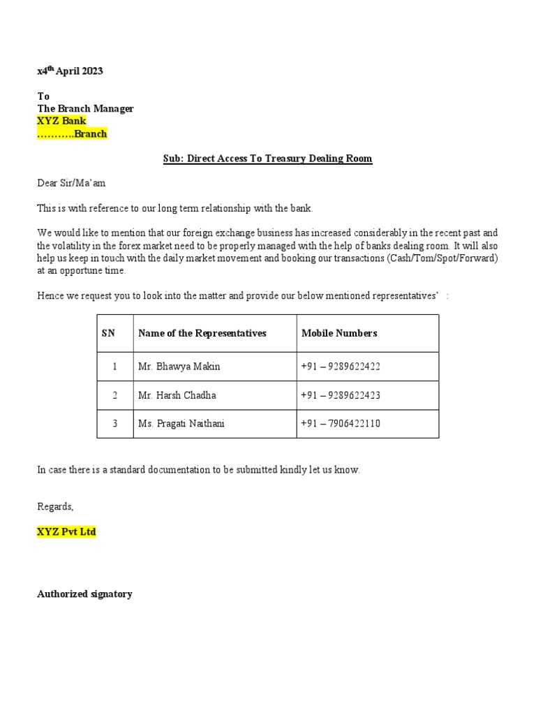 Bank Authorization Letter | PDF | Law