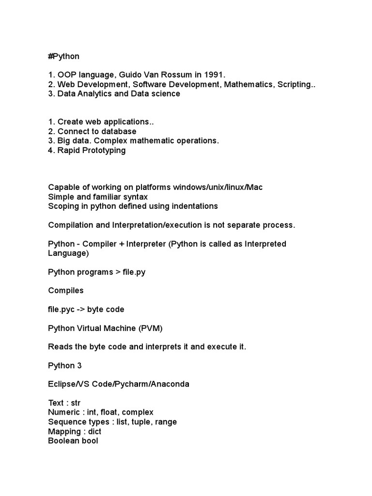 08 - Python Overview Explanation Notes | PDF