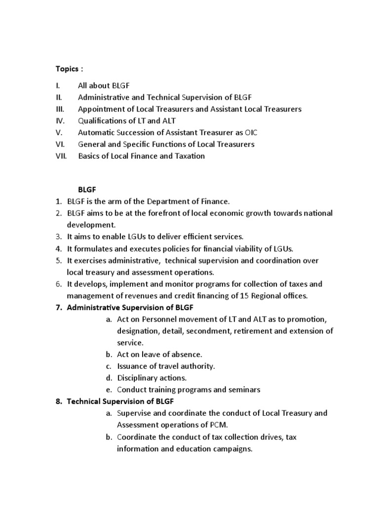 BLGF. Qualifications and Appointment of Treasurers PDF