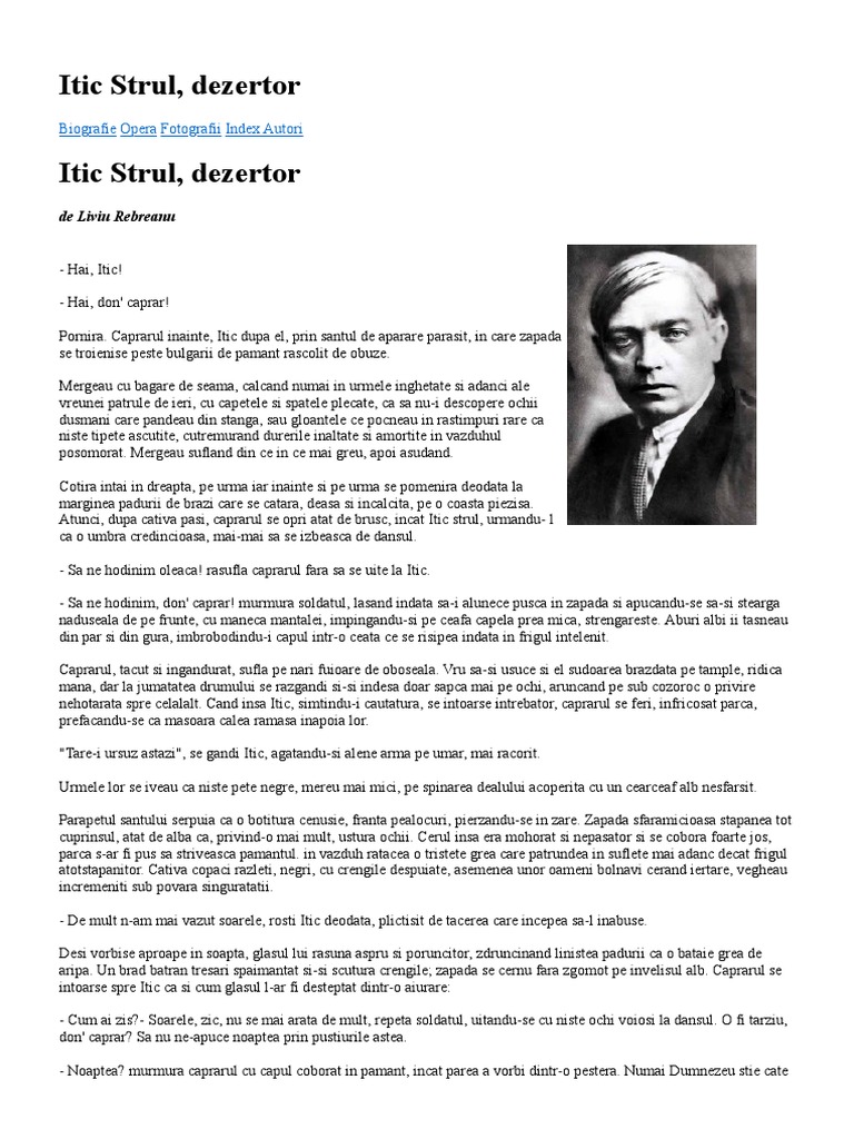 03 Itic Strul, Dezertor - Liviu Rebreanu | PDF