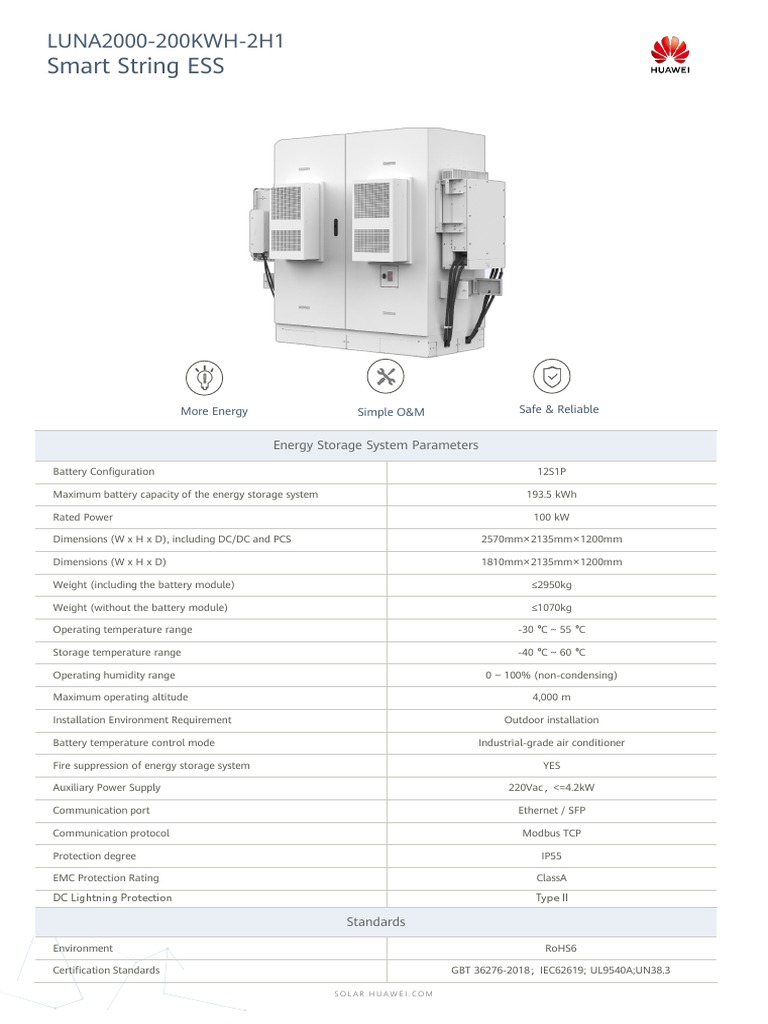 Ci Ess Luna2000 200kwh 2h1 Datasheet 20230529 | PDF | Energy Storage ...