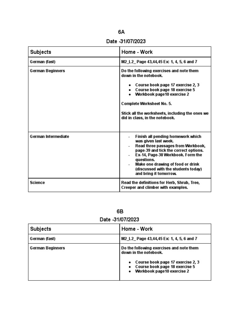 Grade 6 Home Work | PDF | Worksheet