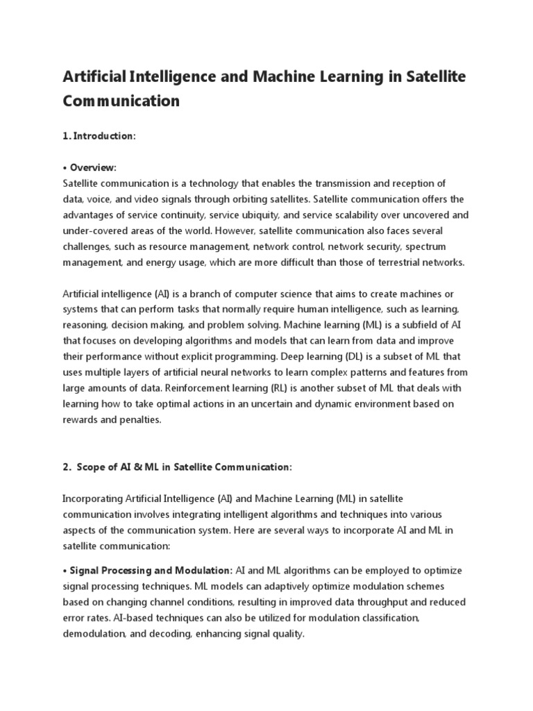 AI & ML in Satellite Communication | PDF | Machine Learning ...