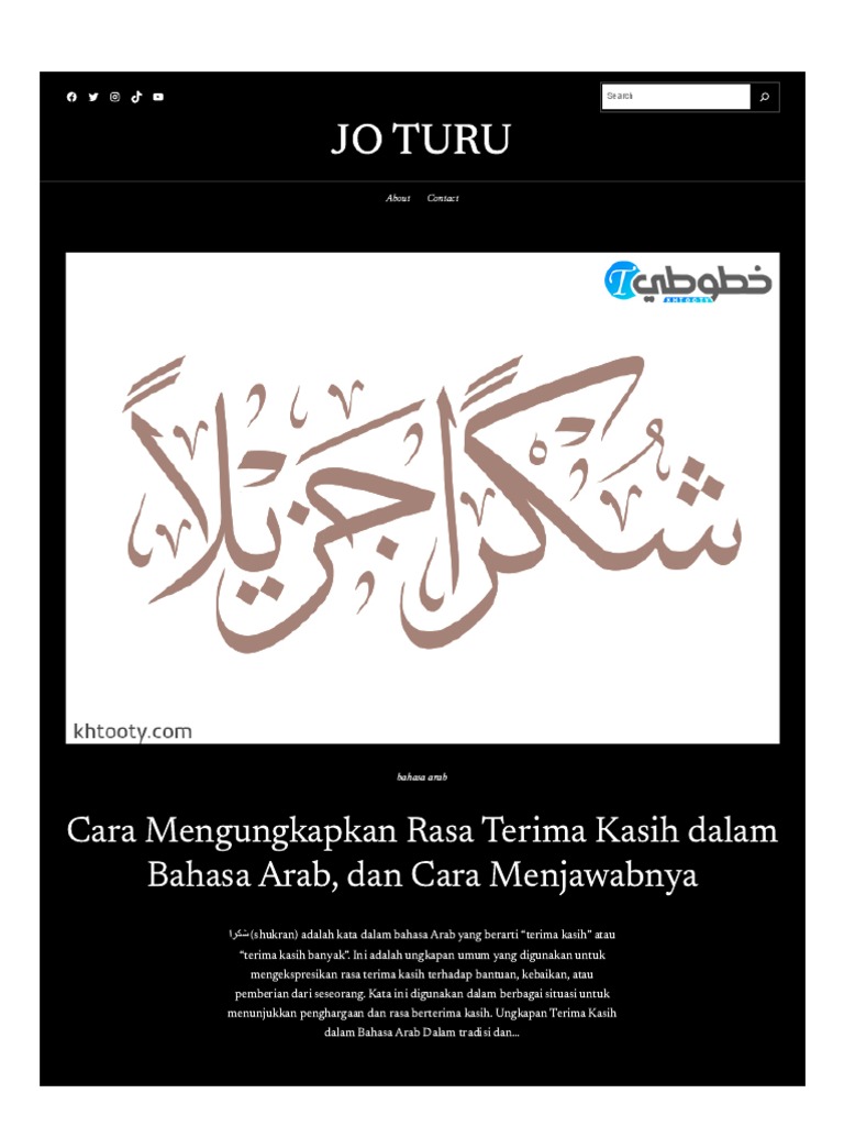 Cara Mengungkapkan Rasa Terima Kasih Dalam Bahasa Arab, Dan Cara ...