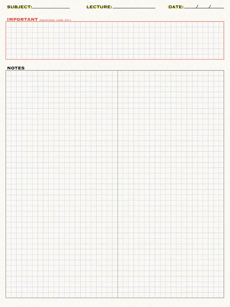 Old School Notes Grid PDF