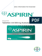 Aspirin 500mg Ueberzogene Tabletten Beipackzettel