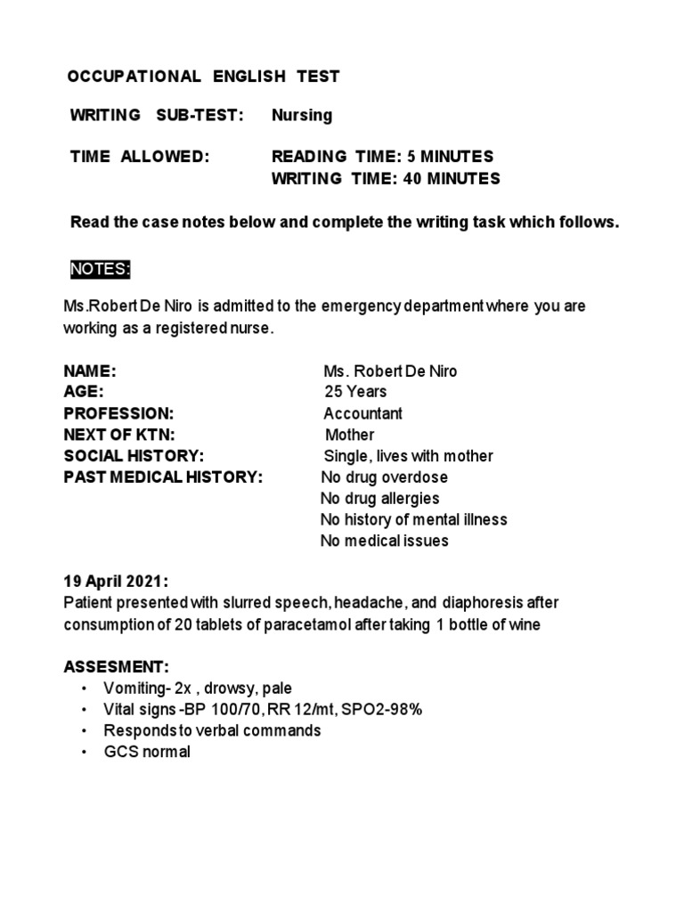 Oet writing questions for nursing pdf nursing patient