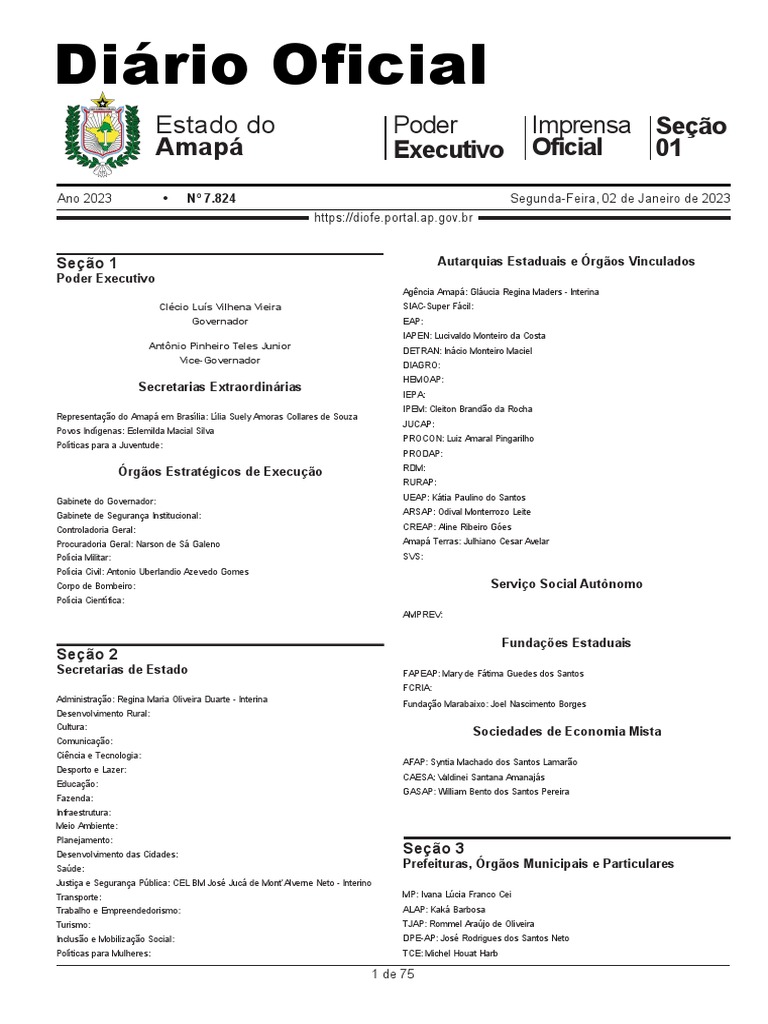 Diário Oficial do Amapá - 02/01/2023 | PDF