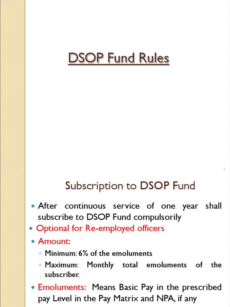 DSOP Fund Rules and Withdrawal Guidelines | PDF | Credit | Finance ...