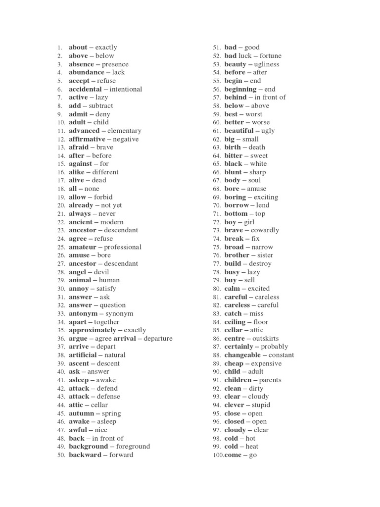 Antonyms | PDF